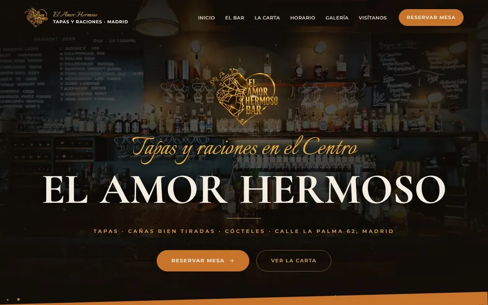 Web de El Amor Hermoso hecha por Visionarios Company